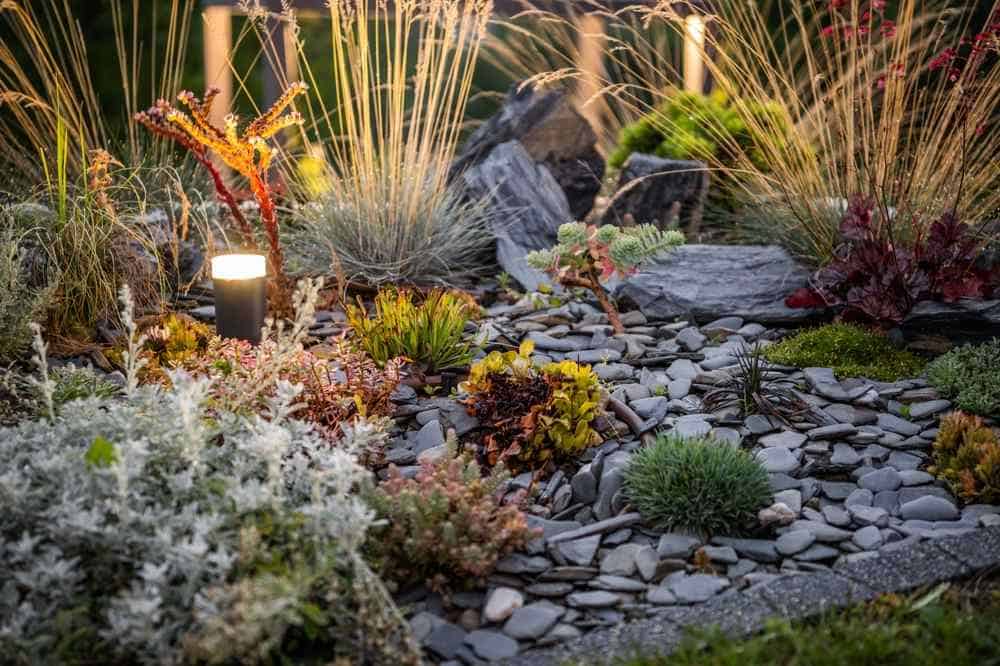 pebble flowerbed
